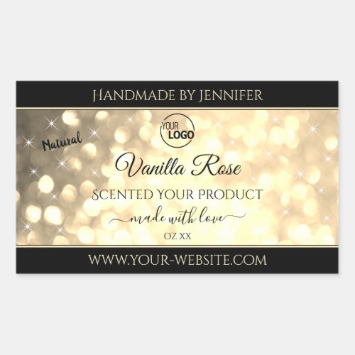 Luxury Gold Sparkling Glitter Logo Product Labels