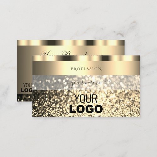 Luxury Gold Sparkling Glitter Logo Shimmery Golden Business Card