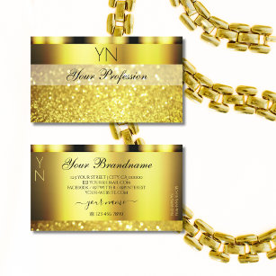 Luxury Gold Sparkling Glitter Monogram Glamorous Business Card
