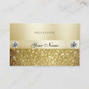 Luxury Gold Sparkling Glitter with Diamonds Modern Business Card