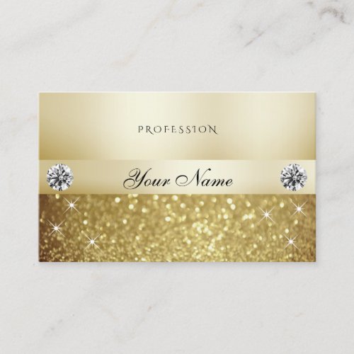 Luxury Gold Sparkling Glitter with Diamonds Modern Business Card