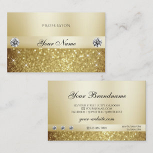 Luxury Gold Sparkling Glitter with Diamonds Modern Business Card