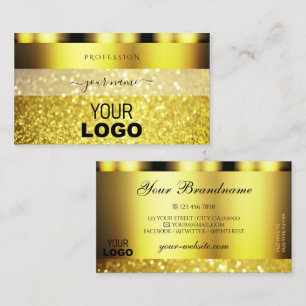 Luxury Gold Sparkling Glitter with Logo Glamorous Business Card