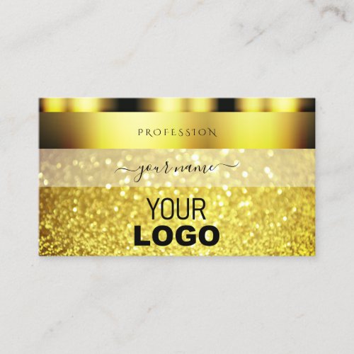 Luxury Gold Sparkling Glitter with Logo Glamorous Business Card
