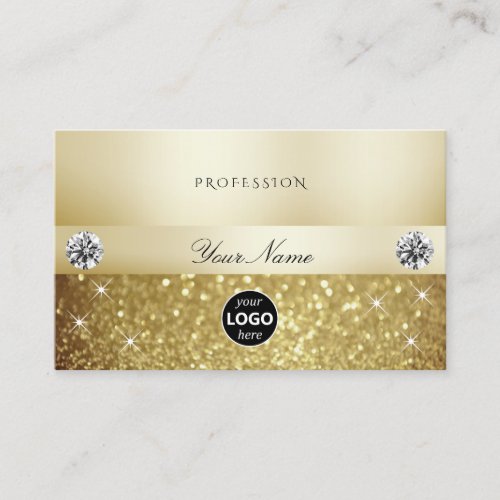 Luxury Gold Sparkling Glitter with Logo Modern Business Card