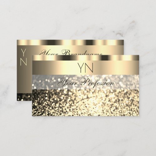 Luxury Gold Sparkling Glitter with Monogram Golden Business Card