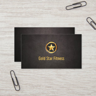 Luxury Gold Star Fitness Leather Business Card