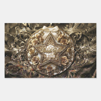 Luxury Gold Star Thank You Sticker | Elegant White