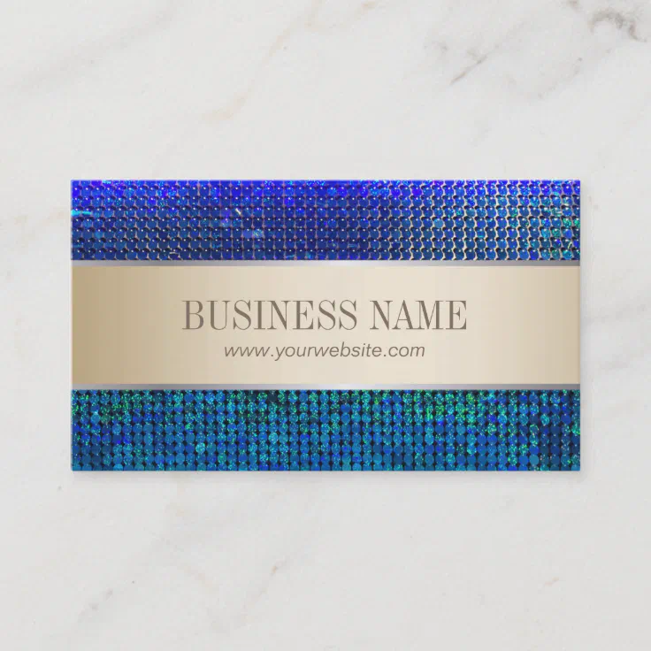 Luxury Gold Stripe Teal Blue Glitter Background Business Card Zazzle