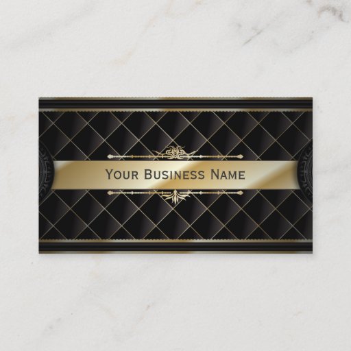 Customizable Luxury Gold Striped Diamond Pattern Business card