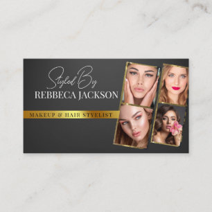 luxury Gold Strokes Black Beauty Shop Business Card