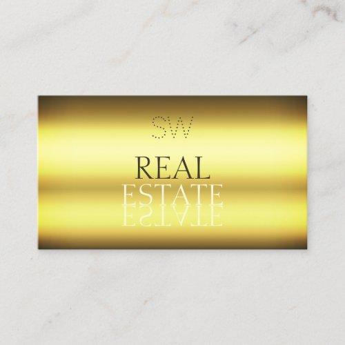 Luxury Gold Stylish Mirror Font with Monogram Business Card