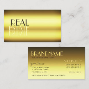 Luxury Gold Stylish Mirror Letters Professional Business Card