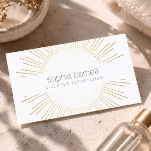 Luxury Gold Sunburst Esthetician Logo Business Card