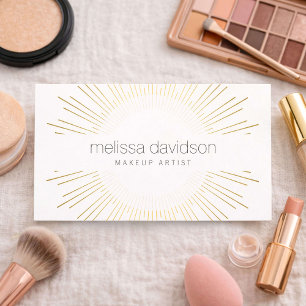 Luxury Gold Sunburst Makeup Artist Logo Business Card