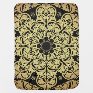 Luxury Gold Swirls Floral Background Baby Blanket