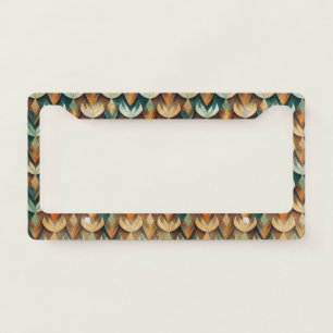Luxury Gold Teal Art Deco Abstract Pattern License Plate Frame