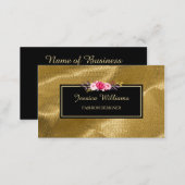 Luxury Gold Textile Pink Floral Fashion Designer Business Card (Front/Back)