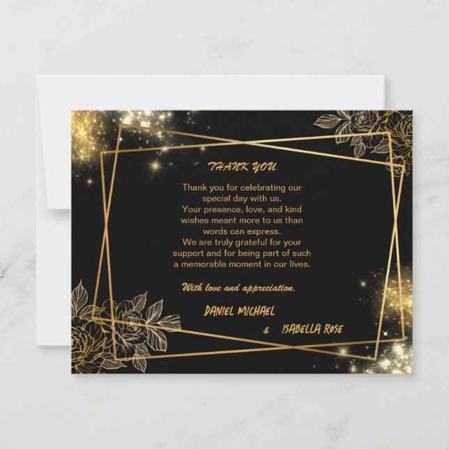 Luxury Gold THANK YOU Wedding Card (Front)