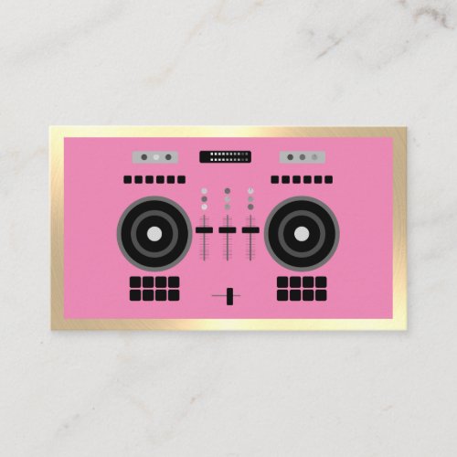 Luxury Gold_Tone  Pink DJ Business Card