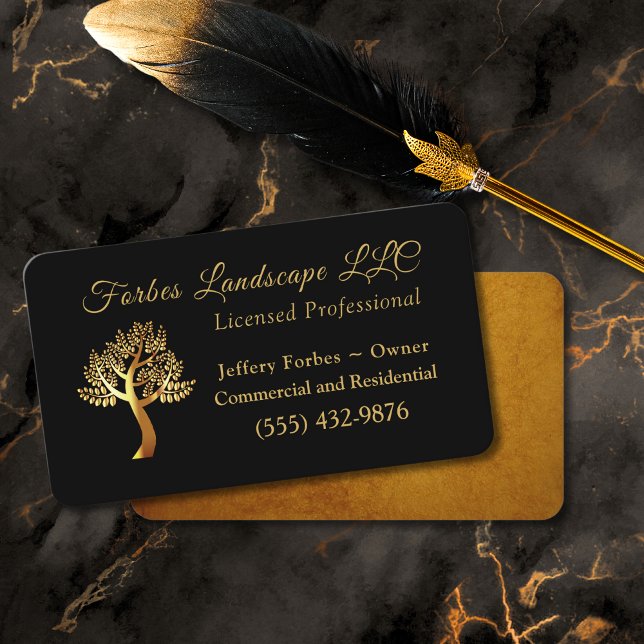 Luxury Gold Tree Landscaping Yard Tree Service Business Card (Creator Uploaded)