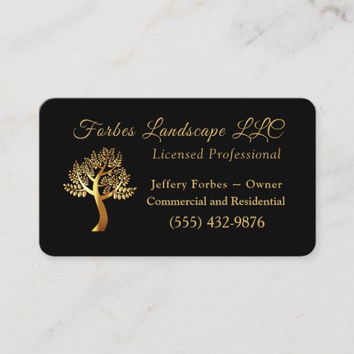 Luxury Gold Tree Landscaping Yard Tree Service Business Card