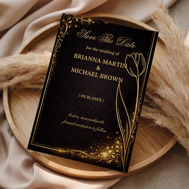 Luxury Gold Tulip Sparkle Save The Date (Creator Uploaded)