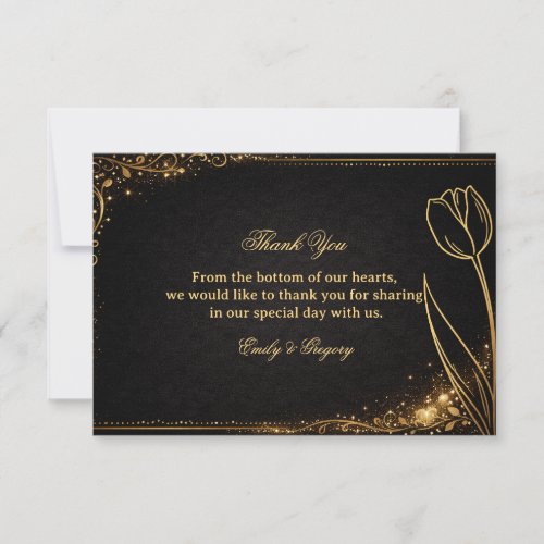 Luxury Gold Tulip Sparkle Thank You Card