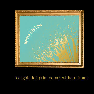 luxury gold turqouise abstract fine art real foil prints