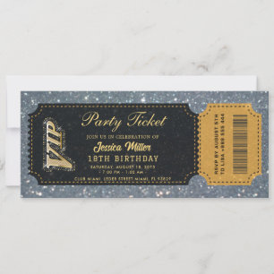 Luxury Gold VIP Party Ticket Birthday Invitation