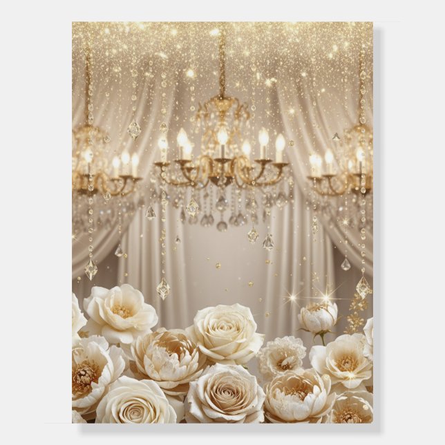 Luxury Gold Wedding Banner | Elegant Glam Receptio Foam Board (Front)