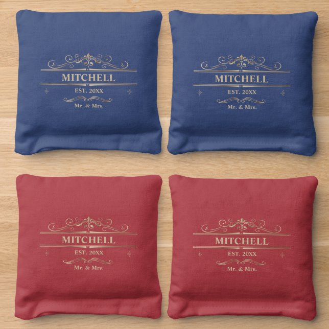 Luxury Gold Wedding Cornhole Bags (Wood)