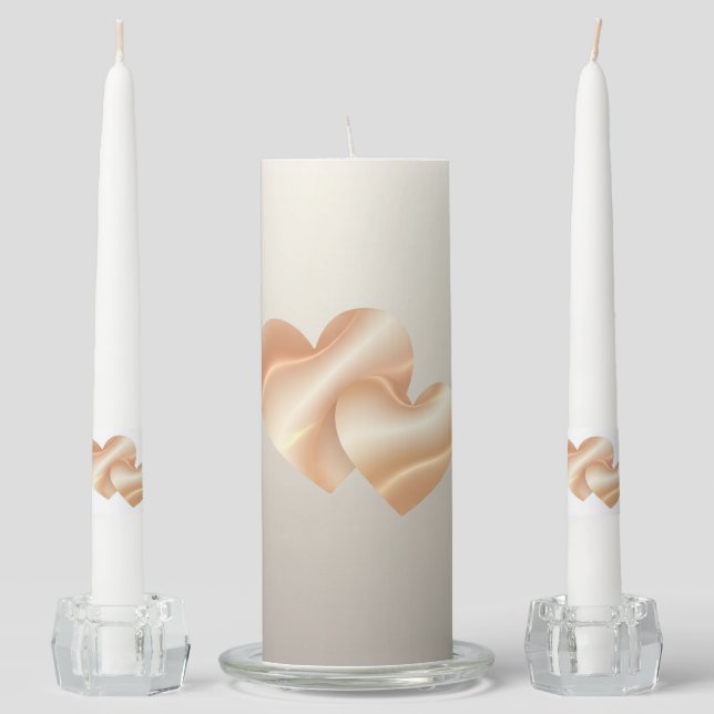 Luxury Gold Wedding Hearts Favor Candle (Front)