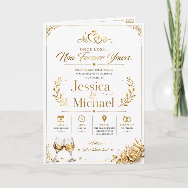 Luxury Gold Wedding Invitation Elegant Romantic  (Front)