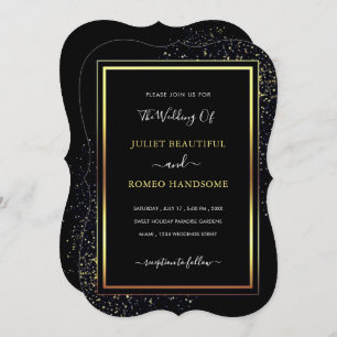 Luxury Gold Wedding Invitation Frame - Black Gold
