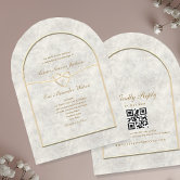 Delicate Gold Calligraphy Arch All In One Wedding Invitation