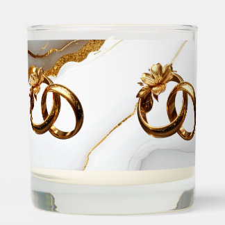 Luxury Gold Wedding Rings Marble Favor Candle
