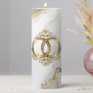 Luxury Gold Wedding Rings Marble Favor Candle