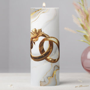 Luxury Gold Wedding Rings Marble Favor Candle
