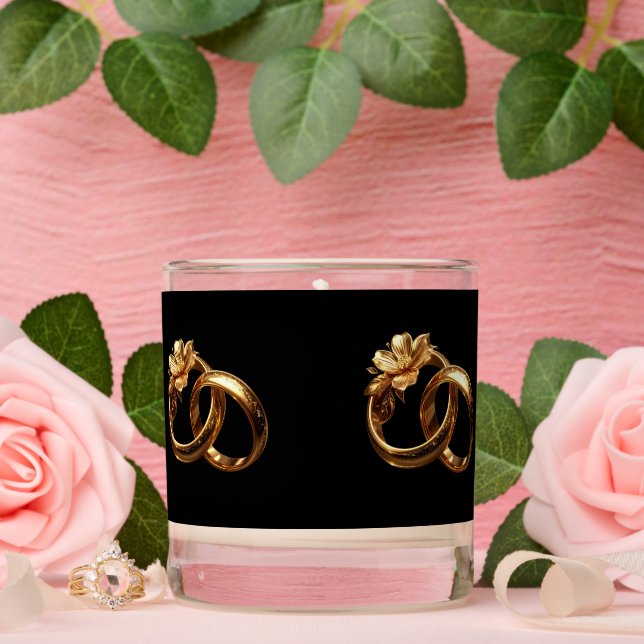 Luxury Gold Wedding Rings Marble Favor Candle (Wedding)
