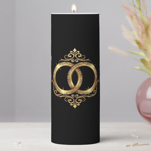 Luxury Gold Wedding Rings Marble Favor Candle (In Situ)