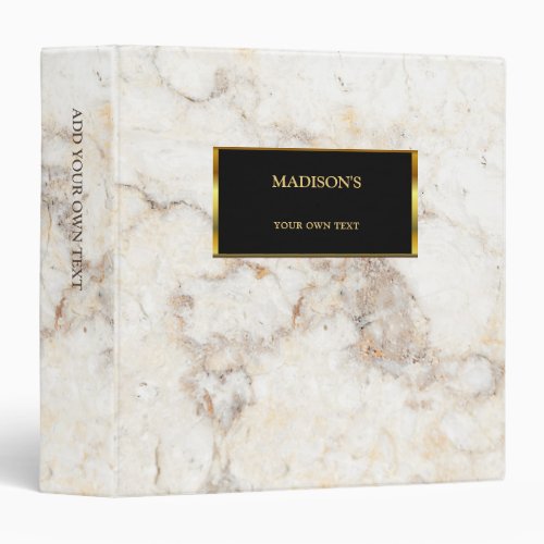Luxury gold  white marble stone personal binder