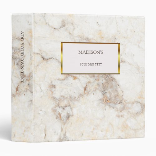 Luxury gold  white marble stone personal binder