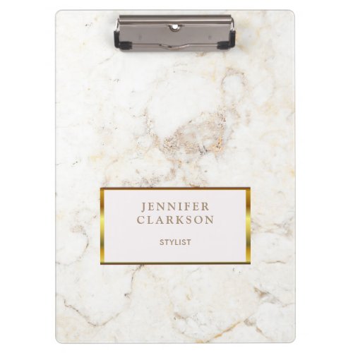 Luxury gold  white marble stone personal clipboard