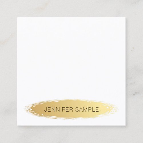 Luxury Gold White Modern Elegant Simple Template Square Business Card