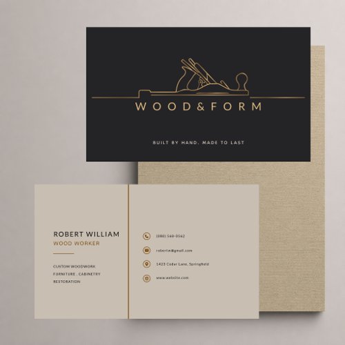 Luxury Gold Wood Worker Carpenter Construction Business Card