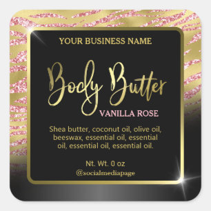 Luxury Gold Zebra Print Body Butter Labels