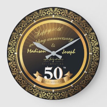 Luxury Golden 50th Anniversary Ornamental Clock by Pick_Up_Me at Zazzle