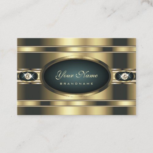Luxury Golden and Dark Teal with Faux Rhinestones Business Card