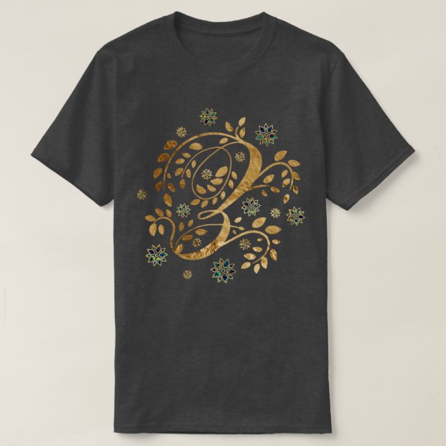 Luxury Golden Calligraphy Monogram with letter Z  T-Shirt (Design Front)